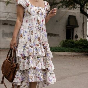 Anthropologie Floral Puff Sleeve Dress NWT 1x
